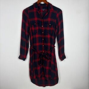 American Eagle Shirt Dress Plaid Tie Waist